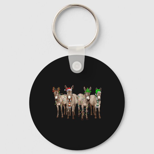 Cute Christmas Lights Santa Hat Farm Lover  Key Ring (Front)