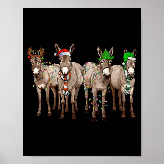 Cute Christmas Lights Santa Hat Farm Lover  Poster (Front)
