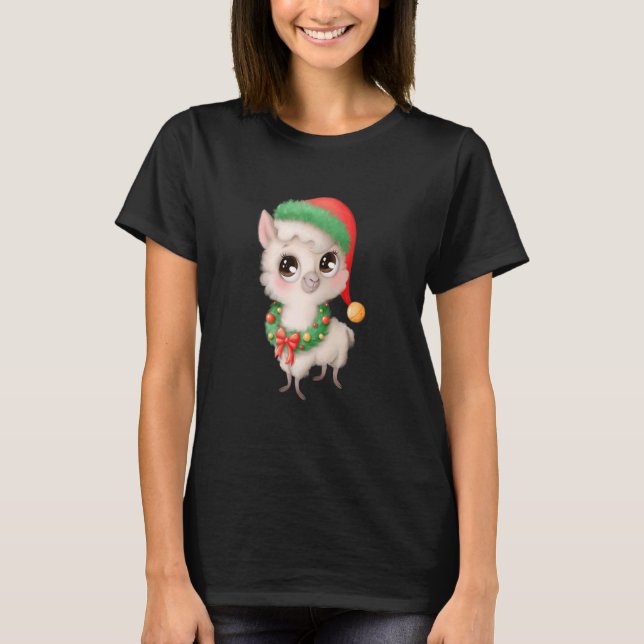 Cute Christmas Llama Alpaca Boy  Girl  Kids T-Shirt (Front)