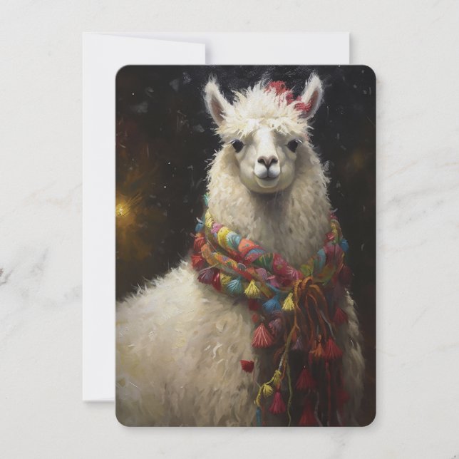 Cute Christmas Llama Holiday Card (Front)