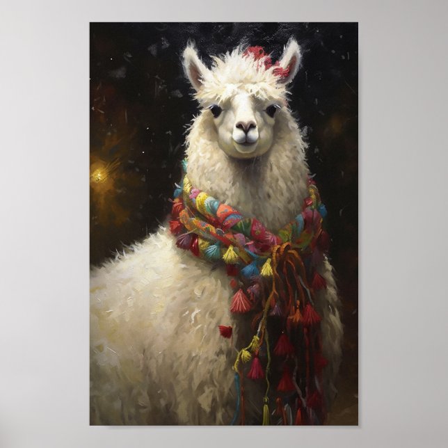 Cute Christmas Llama Poster (Front)