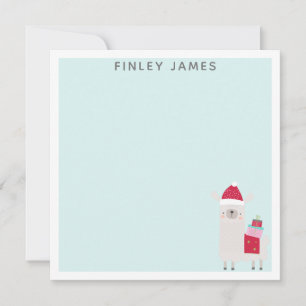 Cute Christmas Llama Teal Mint Personalised Card
