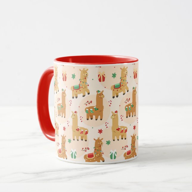 Cute Christmas Llamas Mug (Front Left)