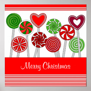 Cute Christmas Lollipops Poster