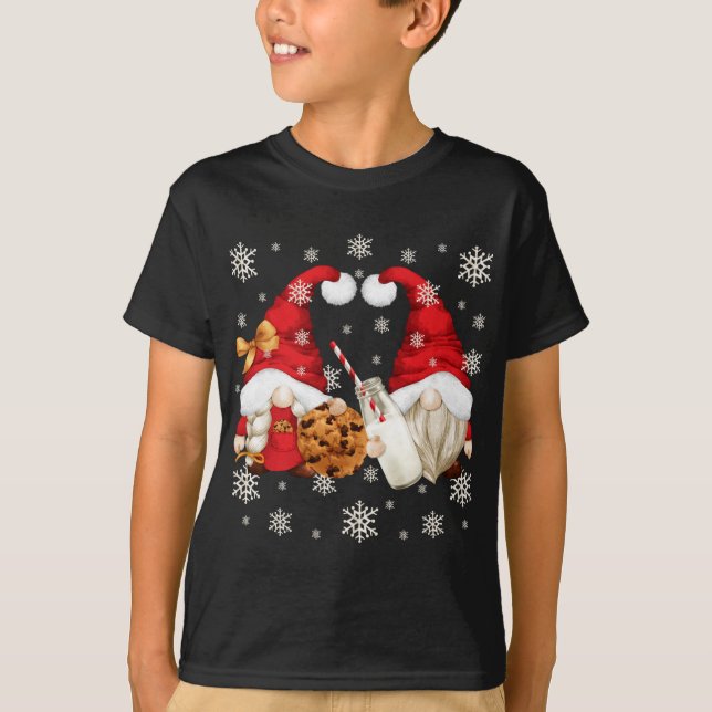 Cute Christmas Lover Motif With Santa Milk And Coo T-Shirt (Front)