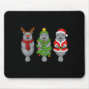 Cute Christmas Manatee Shirt, Holiday Manatee Sant Mouse Mat