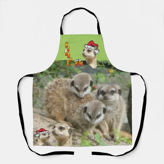 Cute Christmas Meerkats Apron (Front)