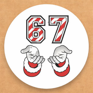 Cute Christmas Meme Six Seven 67 6 7 Holiday Classic Round Sticker