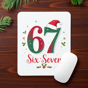 Cute Christmas Meme Six Seven 67 6 7 Holiday Mouse Mat