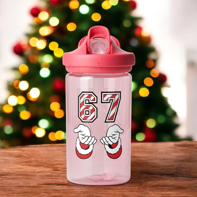 Cute Christmas Meme Six Seven 67 6 7 Holiday Water Bottle (Creator Uploaded)