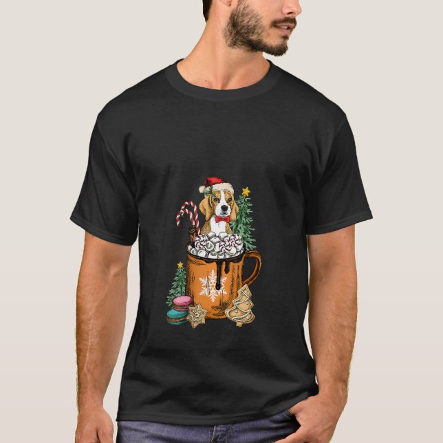 Cute Christmas men women funny xmas beagle coffee  T-Shirt (Front)
