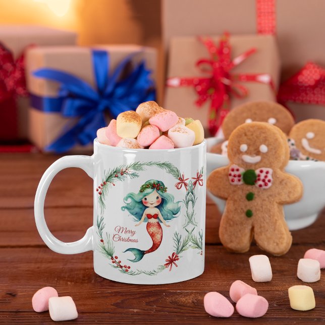 Cute Christmas Mermaid  Coffee Mug (Creator Uploaded)