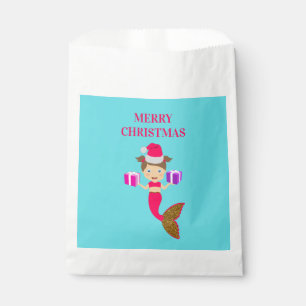 Cute Christmas Mermaid Girl Santa Hat in Sea Favour Bags