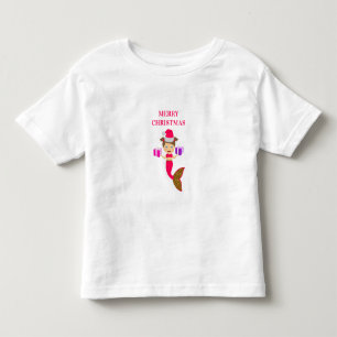 Cute Christmas Mermaid Girl Santa Hat Xmas Toddler T-Shirt