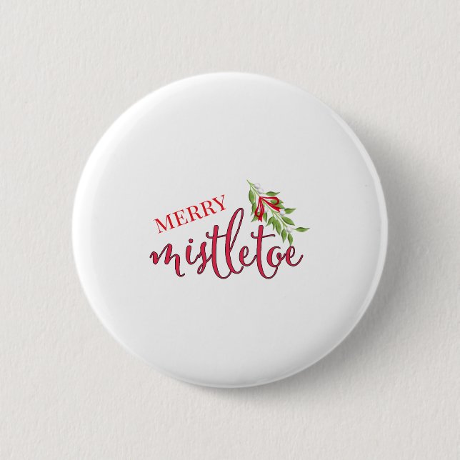 Cute Christmas Merry Mistletoe  6 Cm Round Badge (Front)