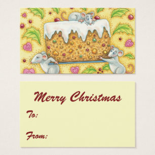 Cute Christmas Mice Carrying a Fruit Cake Dessert