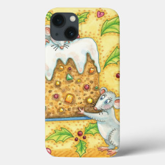 Cute Christmas Mice Carrying a Fruit Cake Dessert iPhone 13 Case