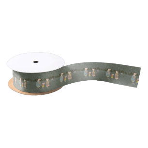 Cute Christmas Mice Family Satin Ribbon