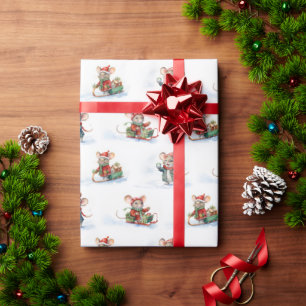 Cute Christmas Mice In Snow Wrapping Paper