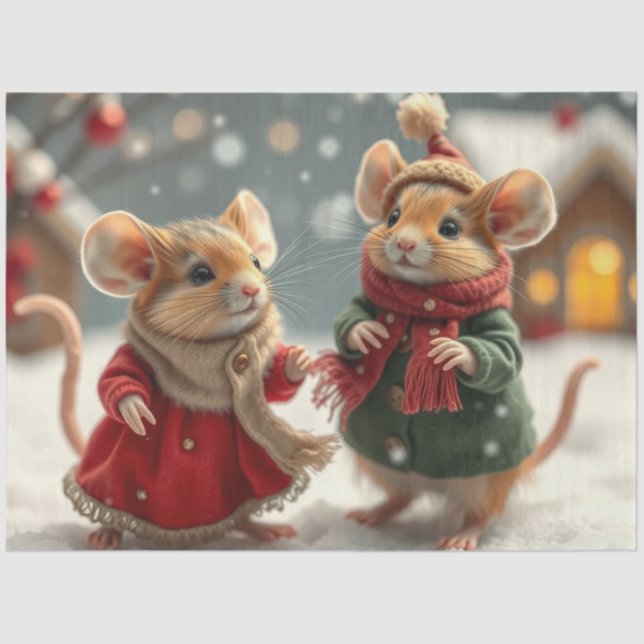 Cute Christmas Mice Tissue Paper (Front)