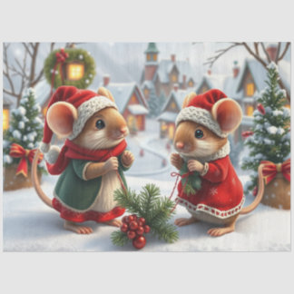 Cute Christmas Mice Tissue Paper