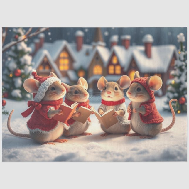 Cute Christmas Mice Tissue Paper (Front)