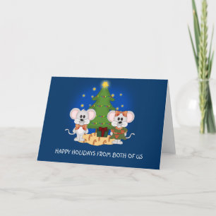 Cute Christmas Mice with Customisable Text Holiday Card