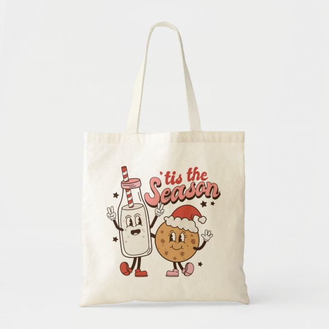 Cute Christmas Milk and Cookie Tote Bag (Front)