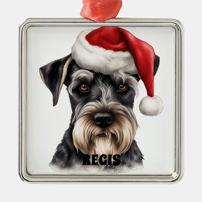 CUTE CHRISTMAS MINIATURE SCHNAUZER DOG METAL TREE DECORATION (Front)