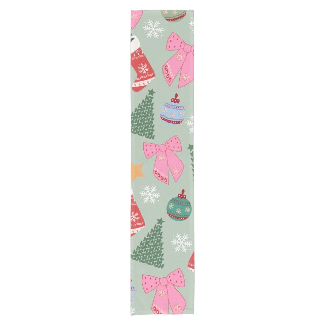 Cute Christmas Mint Green Short Table Runner (Front)