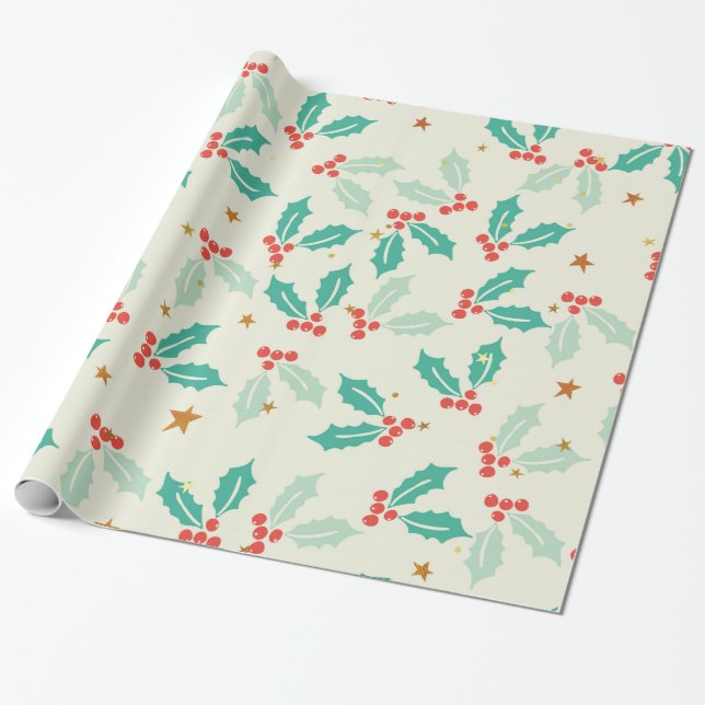 Cute Christmas Mistletoe Wrapping Paper (Unrolled)