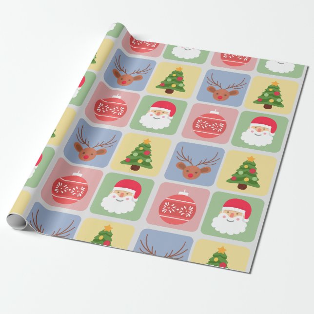 Cute Christmas modern icon snowman wrapping paper  (Unrolled)