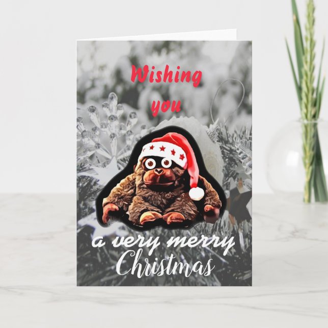 Cute christmas monkey holidays holiday card (Front)