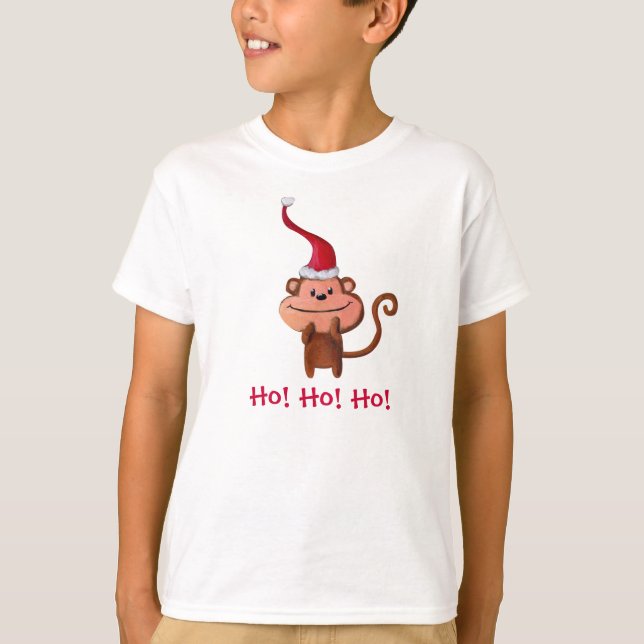 Cute Christmas Monkey T-Shirt (Front)