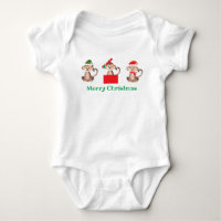 Cute Christmas Monkeys Santa Elf Present Red Green