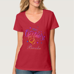 Cute Christmas Monogrammed Family Custom With Name T-Shirt