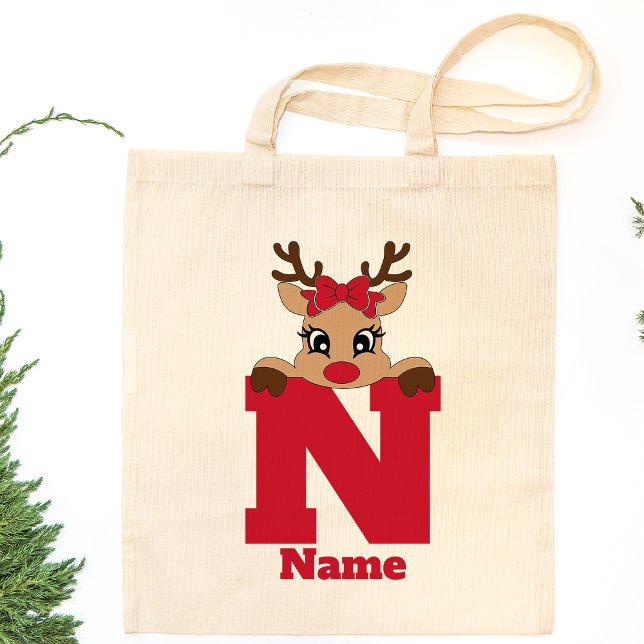 Cute Christmas Monogrammed Family Custom With Name Tote Bag (Creator Uploaded)