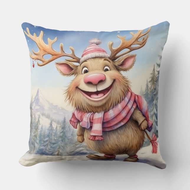 Cute Christmas Moose Cushion (Front)