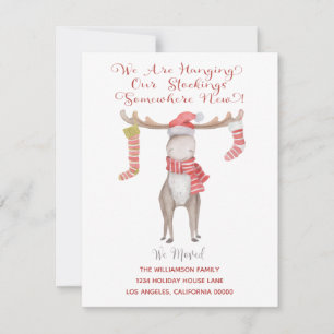 Cute Christmas Moose We've Moved Holiday Moving Announcement