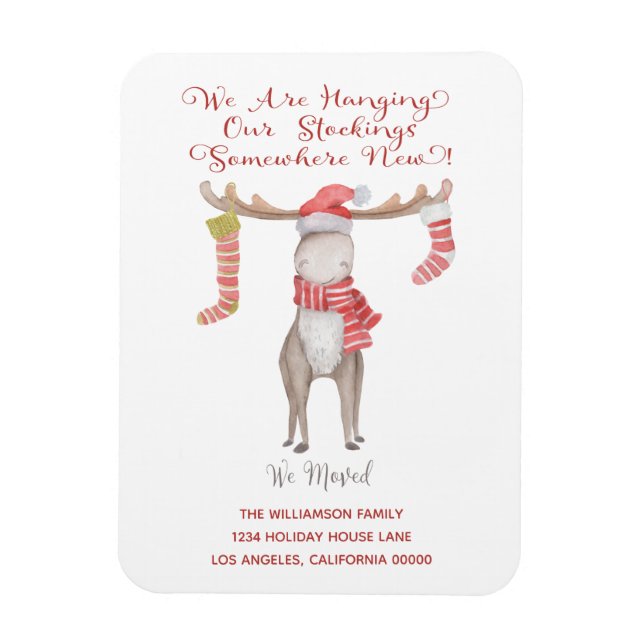 Cute Christmas Moose We've Moved Holiday Moving  Magnet (Vertical)