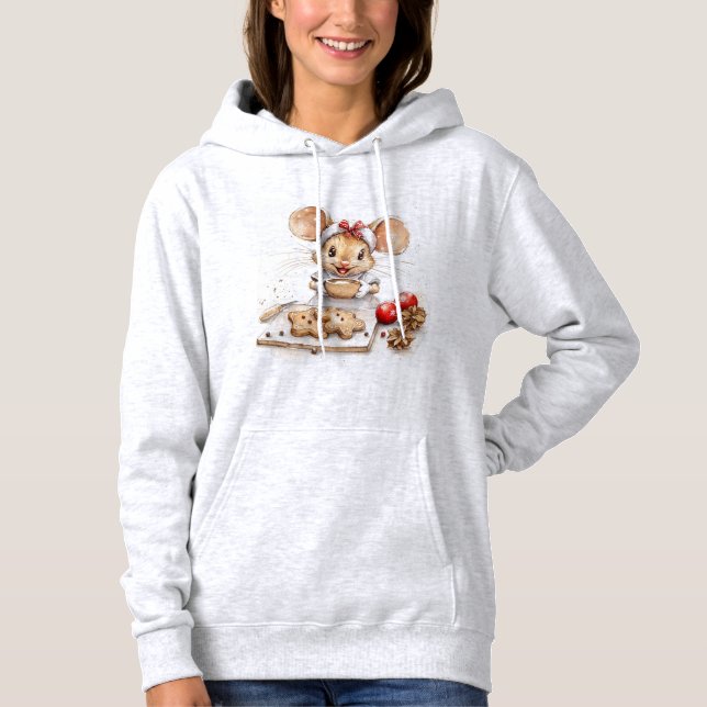 Cute Christmas Mouse Chef Hoodie (Front)