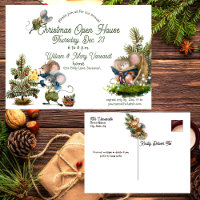 Cute Christmas Mouse Holiday Open House Invitation