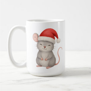 Cute Christmas Mouse in Santa Hat Coffee Mug