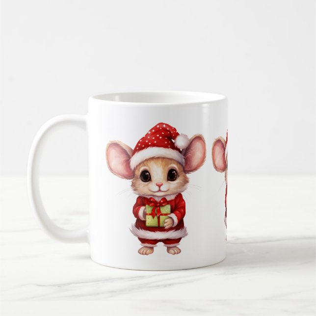 Cute Christmas Mouse Mug (Left)