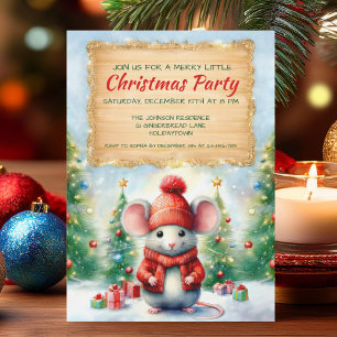 Cute Christmas Mouse Party Invitation