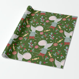 Cute Christmas Mouse Pattern Wrapping Paper