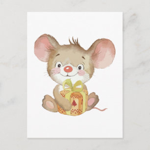 Cute Christmas Mouse Postcard