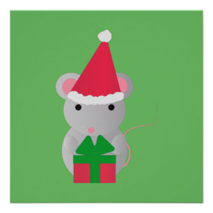Cute Christmas Mouse Poster