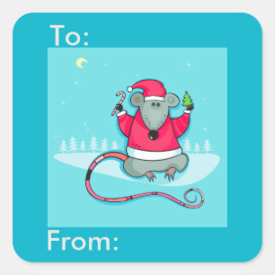 Cute Christmas Mouse Santa Outfit Gift Tag