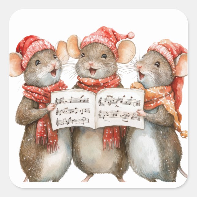 Cute Christmas Mouse Stickers (Front)
